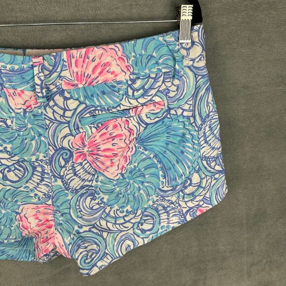 Lilly Pulitzer Walsh Shorts Womens 8 Blue Haven Seashells Pockets Beach Vacation - Picture 3 of 12